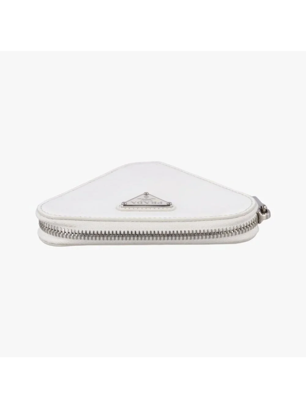 Prada Triangle Chain Pouch White Leather
